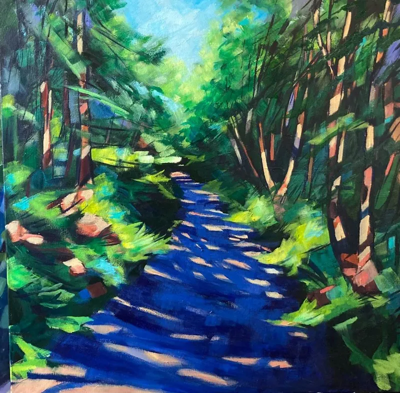 Blue Pathway by Stuart Roper, acrylic on box canvas